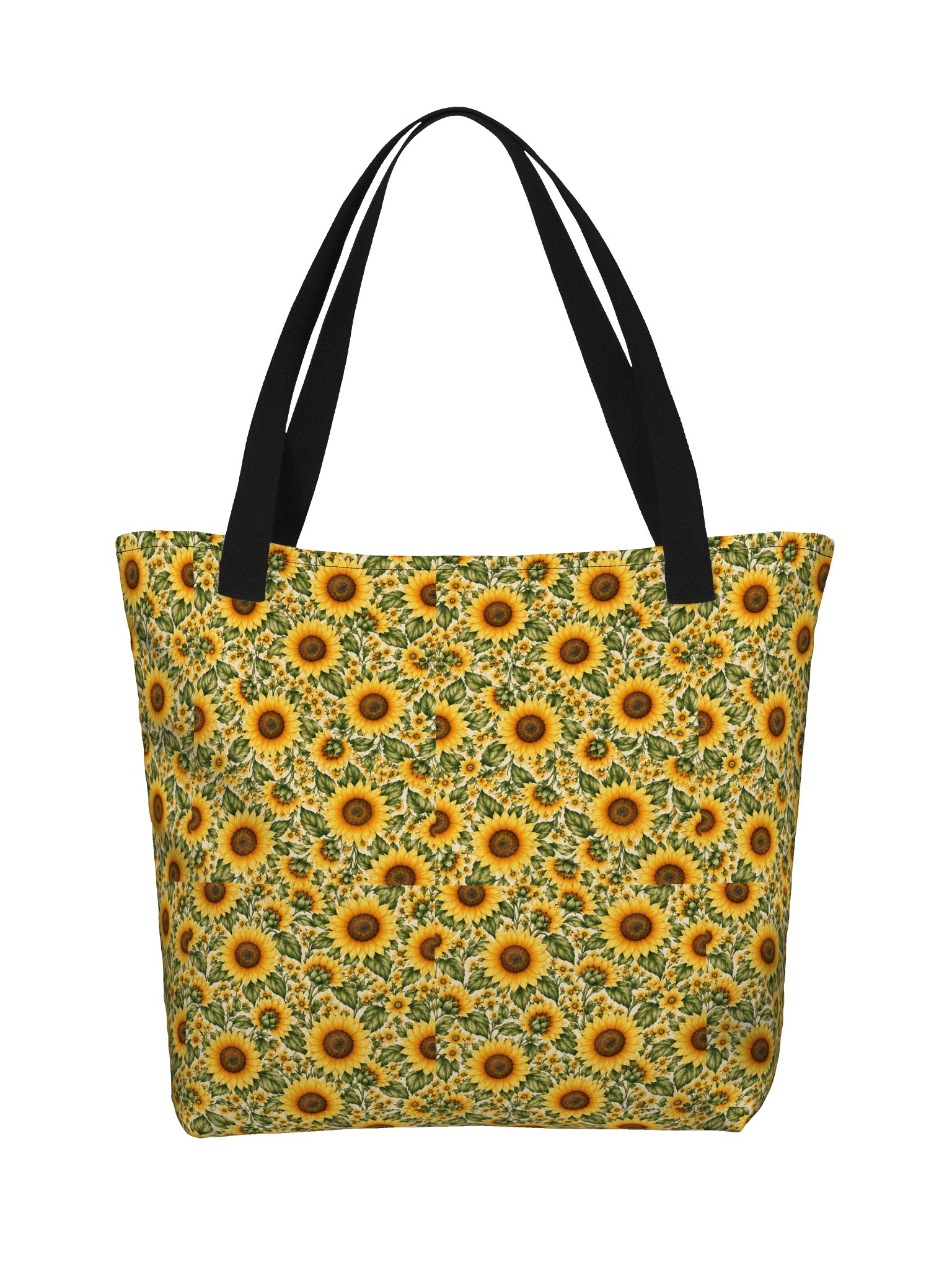 Sunflower Fields Large Tote Bag – Vintage Floral Shoulder Bag with Pocket product image (1)