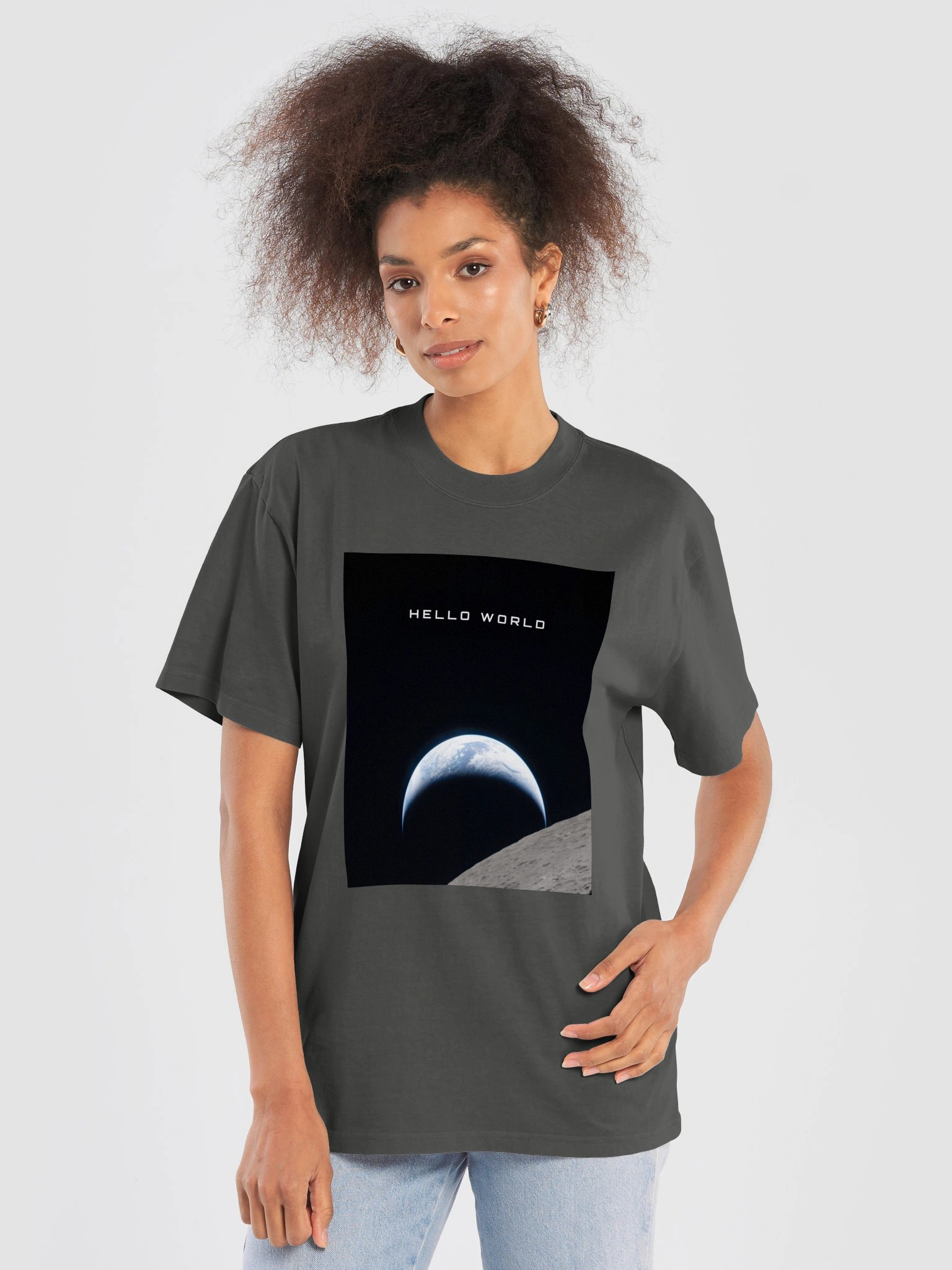 Hello World Earth Rising Above The Moon T-Shirt product image (5)
