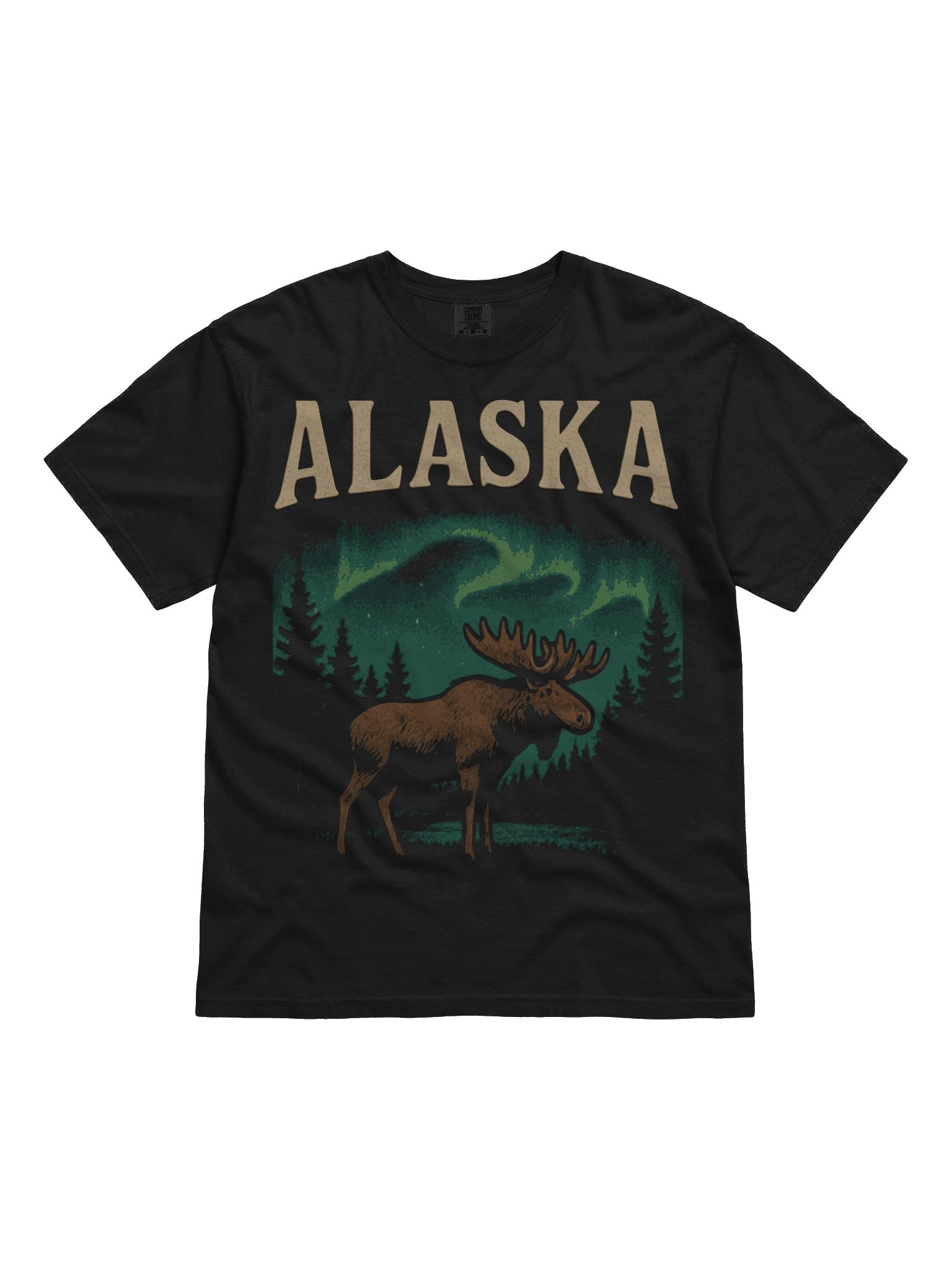 Moose Northern Lights T-Shirt | Alaska Wilderness Graphic Tee product image (1)