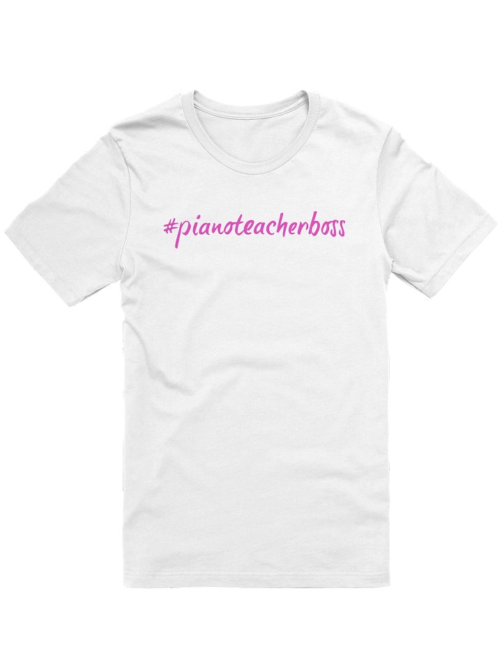 "Piano Teacher Boss" Cotton T-shirt with PINK Script product image (1)