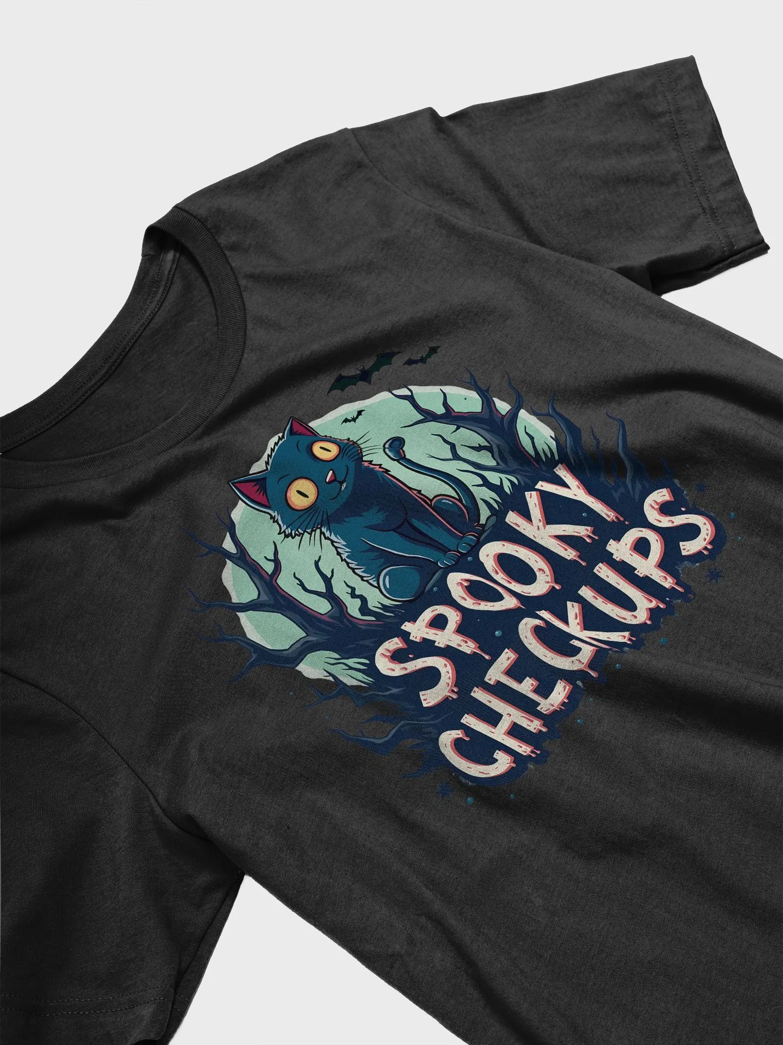 Spooky Checkups Moonlit Feline Glow T-Shirt product image (8)