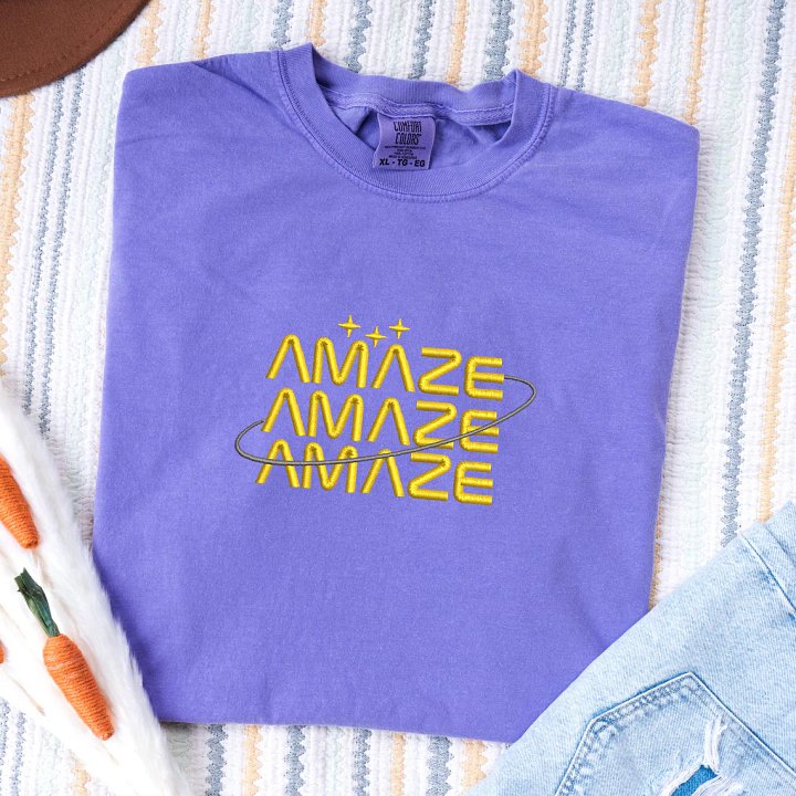Embroidery Amaze Amaze Amaze Shirt, Comfort Colors Project Hail Mary Tee, Trendy Sci-Fi Bookish Gift, Aesthetic Space Embroidery Shirt product image (2)