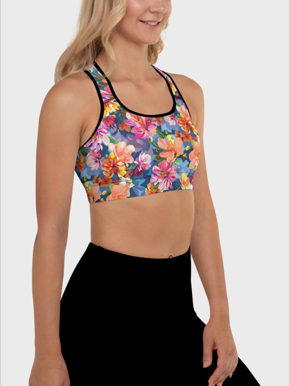 Sport Bra "Bold Abstract Florals" product image (1)