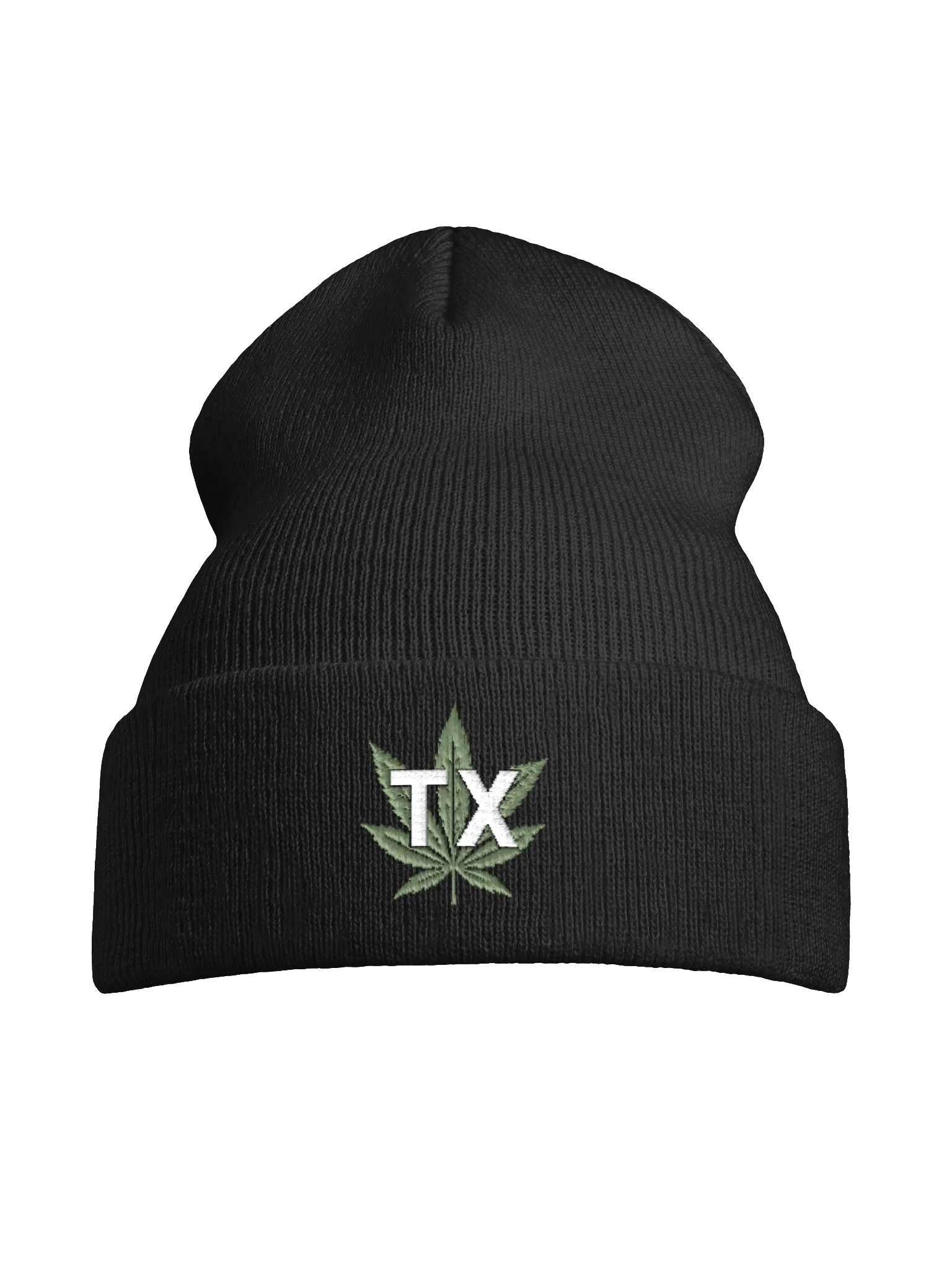 TX Leaf Beanie — Green Embroidery