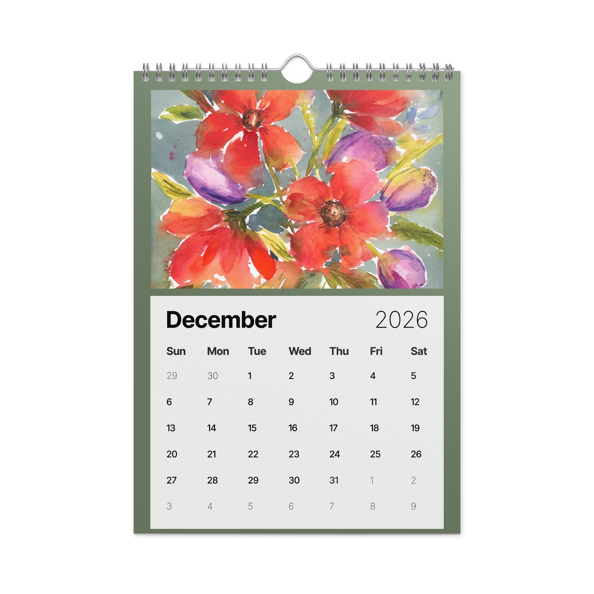 Watercolor Blooms 2026 Wall Calendar product image (4)