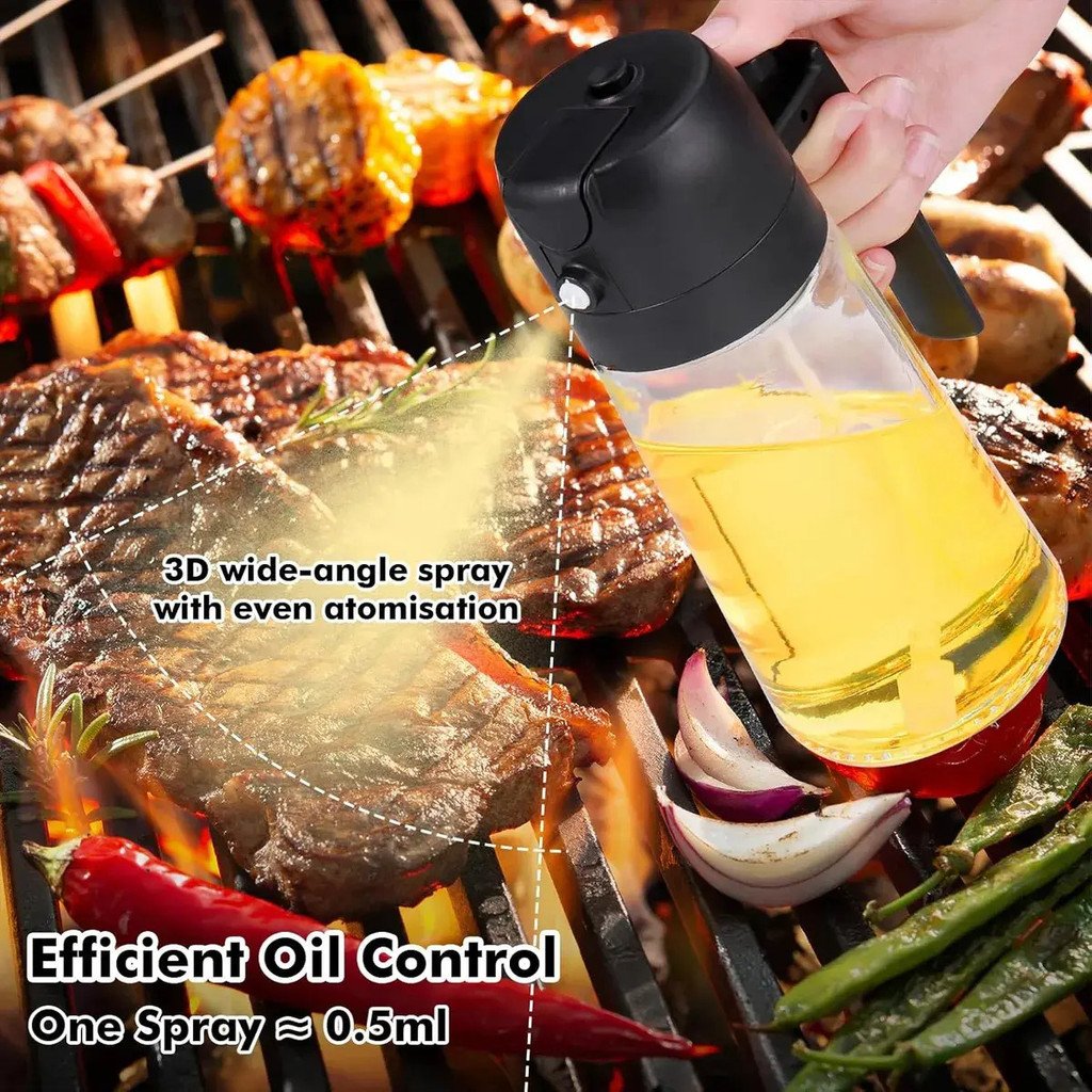 Aceitera De Cocina 2 En 1 Con Pulverizador De Aceite, Botella Dispensadora De Vidrio 470ml Para Cocina product image (7)
