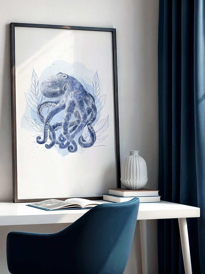 Inky Octopus Blue Toned Print product image (1)
