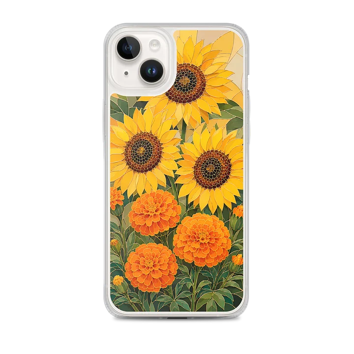Yellow Sunflower And Orange Marigold Mosaic Premium Soft Silicone iPhone Case - MagSafe Compatible product image (1)