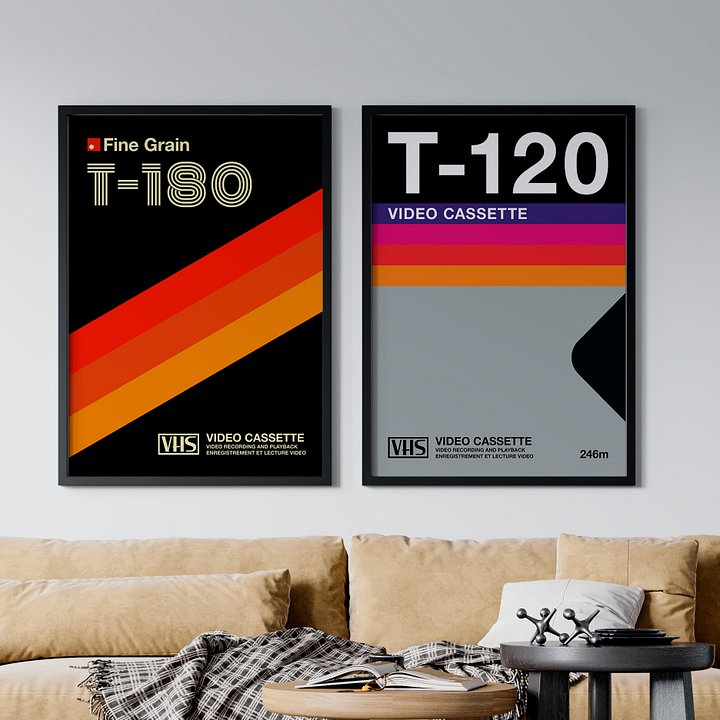 Retrowave poster: VHS cassette case T-180 [retrowave/vaporwave] — retrowave poster, aesthetic print, retrowave art, 80s wall decor product image (2)