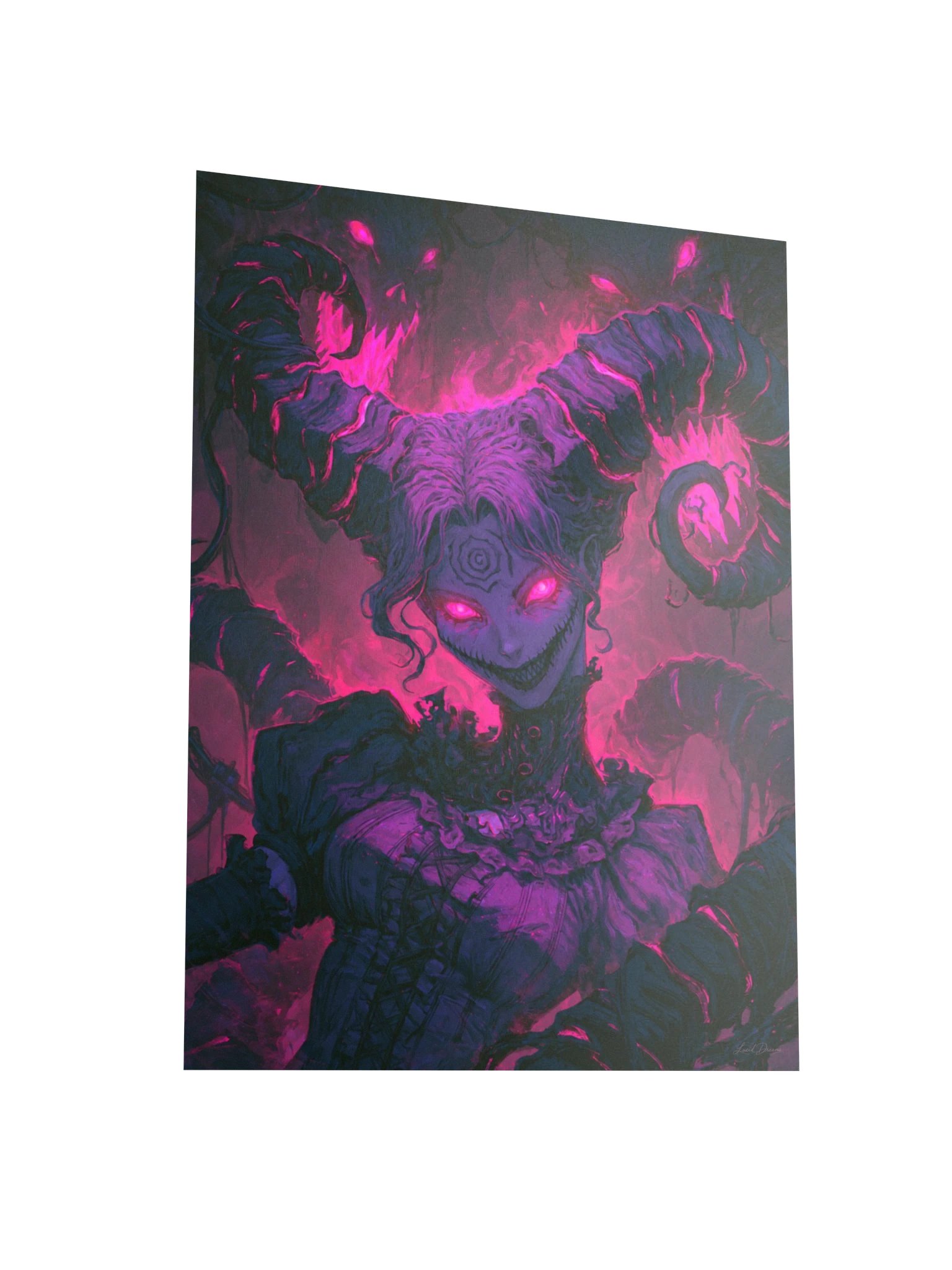Horned Demon Art Print — Magenta Horned Nightmare product image (7)
