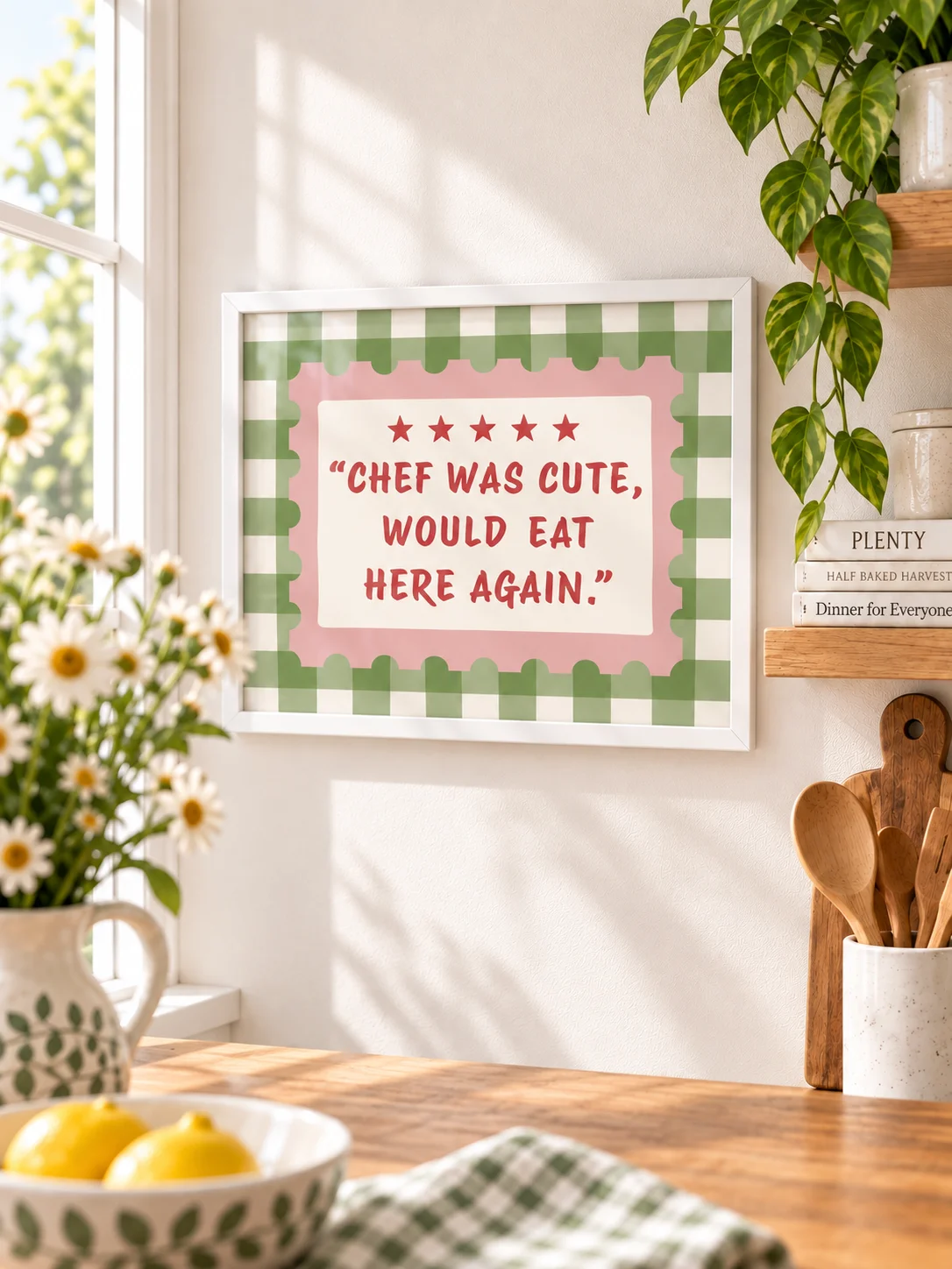 Chef Was Cute Quote | Funny Kitchen Wall Art | Retro Checkered Poster | Foodie Dining Decor | Printable Digital Download product image (8)