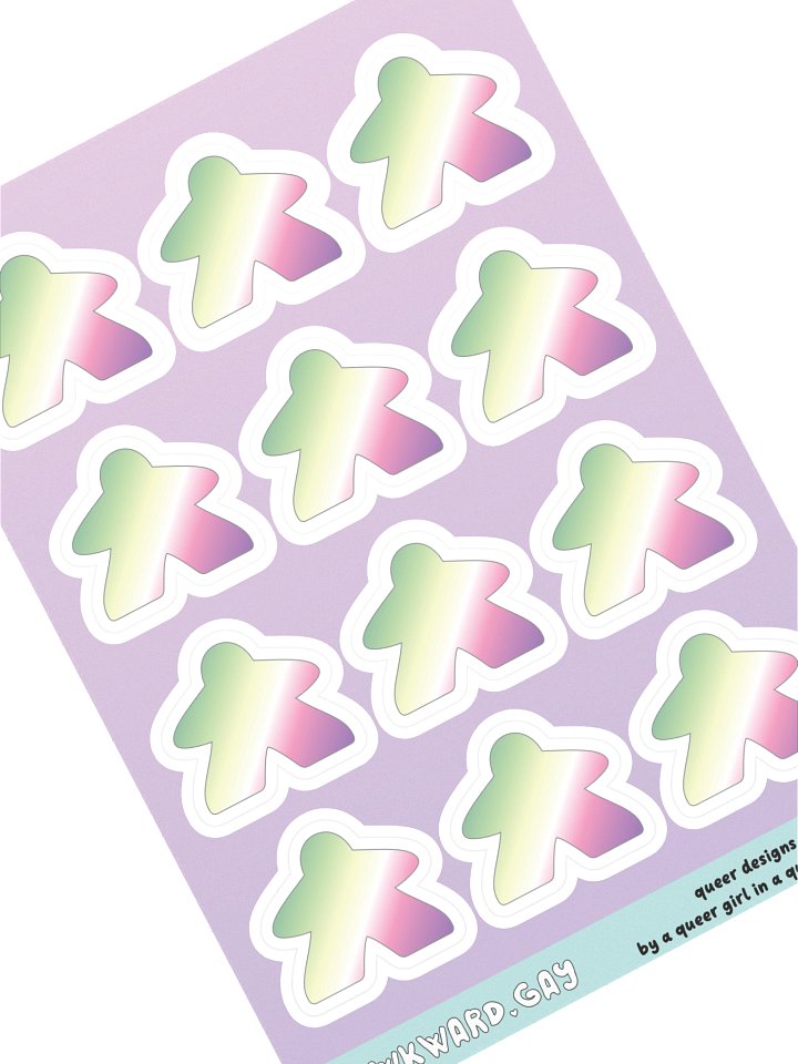 Genderfae Pride Gradient Meeple Sticker Sheet product image (1)