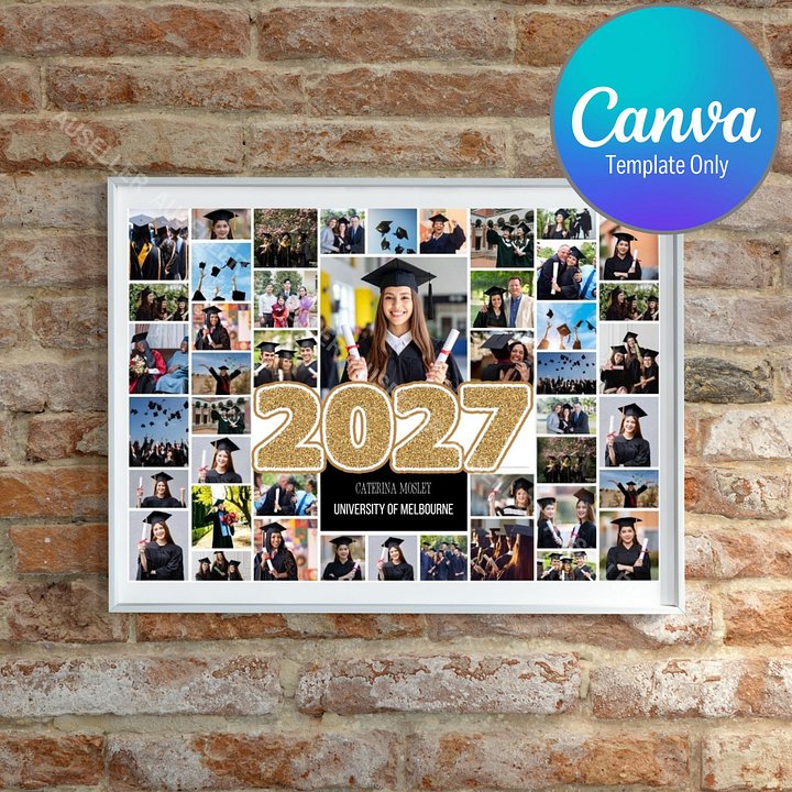 2027 Graduation Photo Collage Poster with 45 Photos Canva Template product image (1)