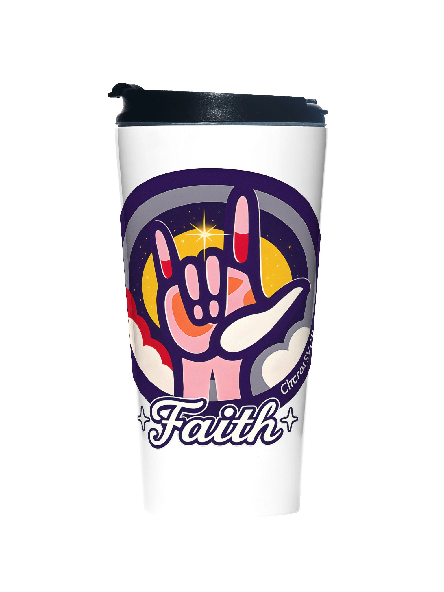ASL Faith Insulated Travel Mug | Sign Language I Love You Coffee Tumbler | Christian Travel Cup | Deaf Awareness Mug Gift product image (1)