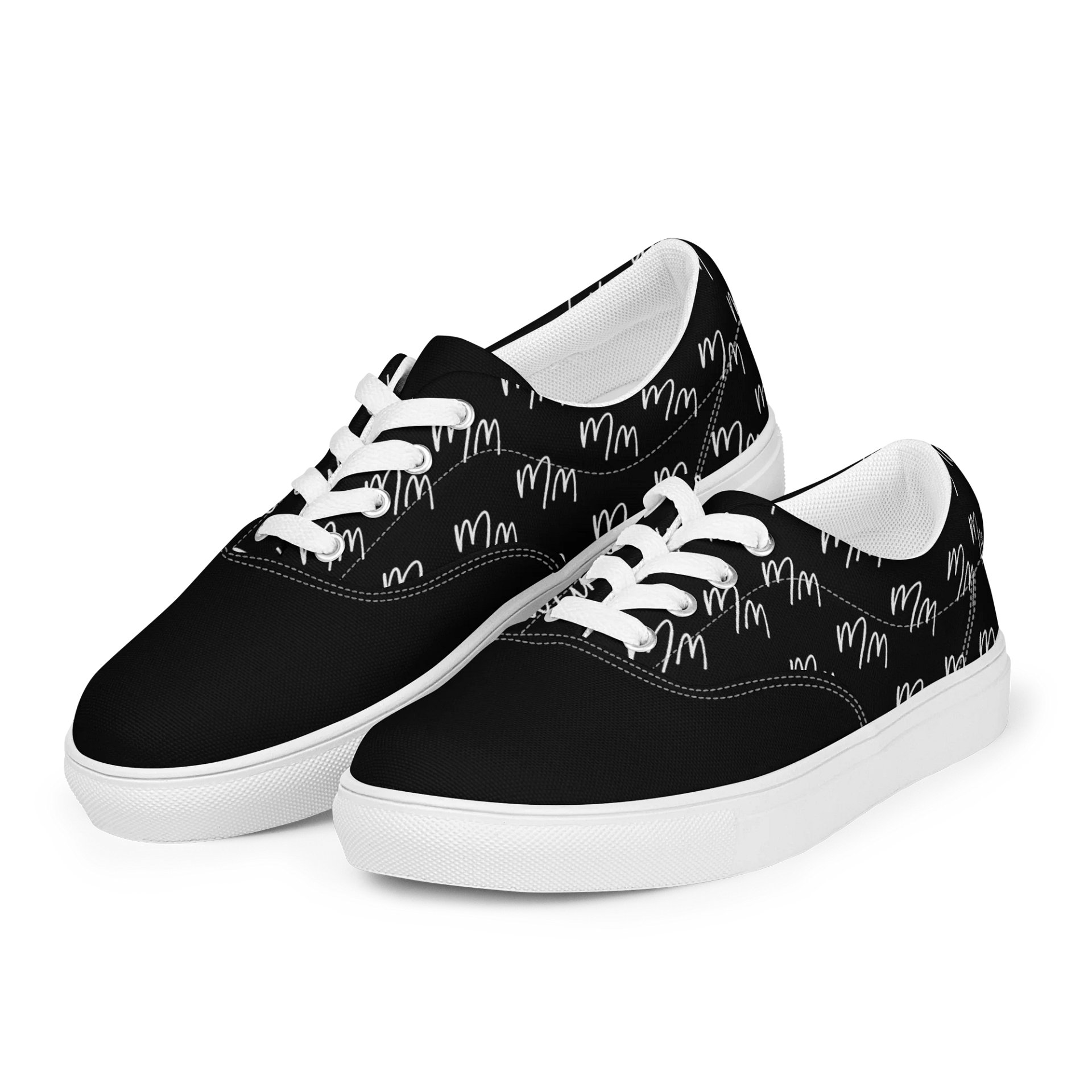 MM02 BLACK AND WHITE LACED UP CANVAS SHOES product image (3)