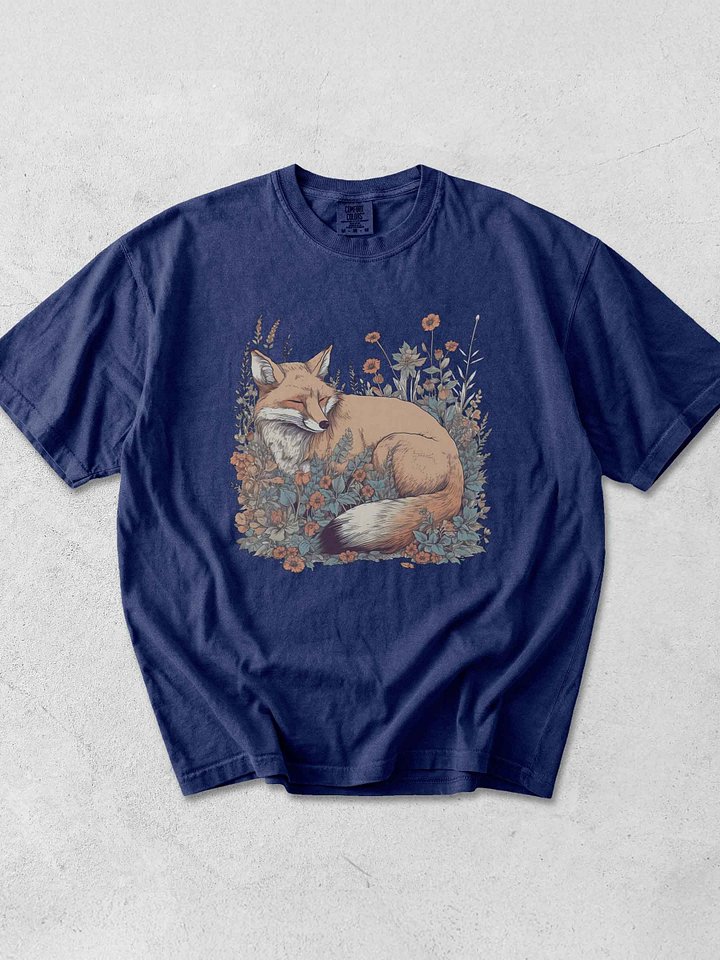 Sleeping Fox Floral Shirt – Cozy Woodland Cottagecore Graphic Tee product image (1)