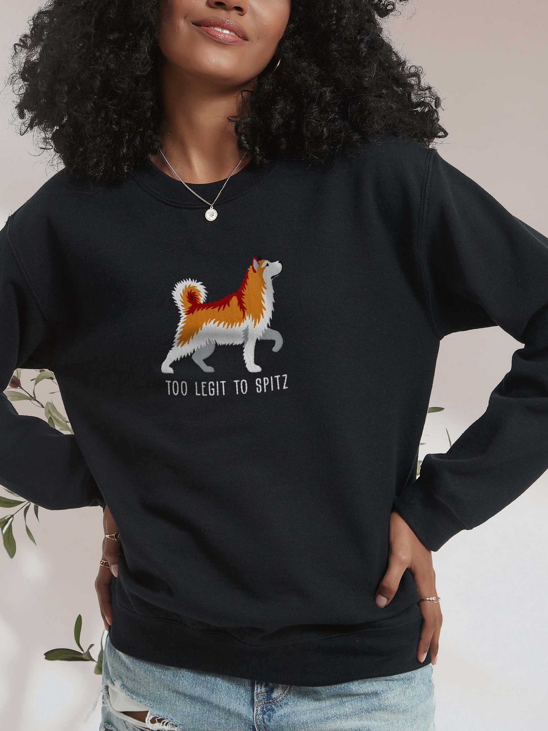 Too Legit to Spitz Sweatshirt (Embroidered) of an Alaskan Malamute(Brown & White) product image (2)