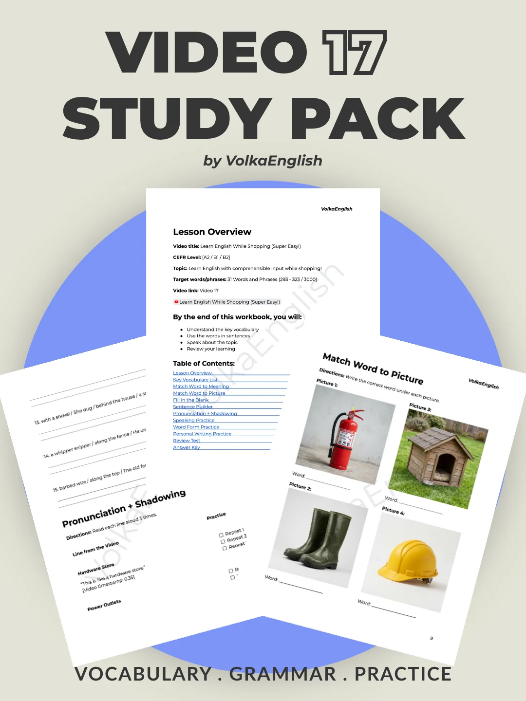 Learn English While Shopping (Super Easy!) - Video 17 Study Pack product image (1)