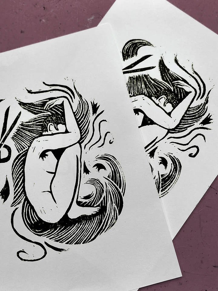 HAIR CUT Lino Print product image (2)