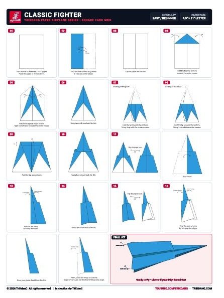 TriKdanG Classic Fighter – Printable Paper Airplane Folding Instructions product image (2)
