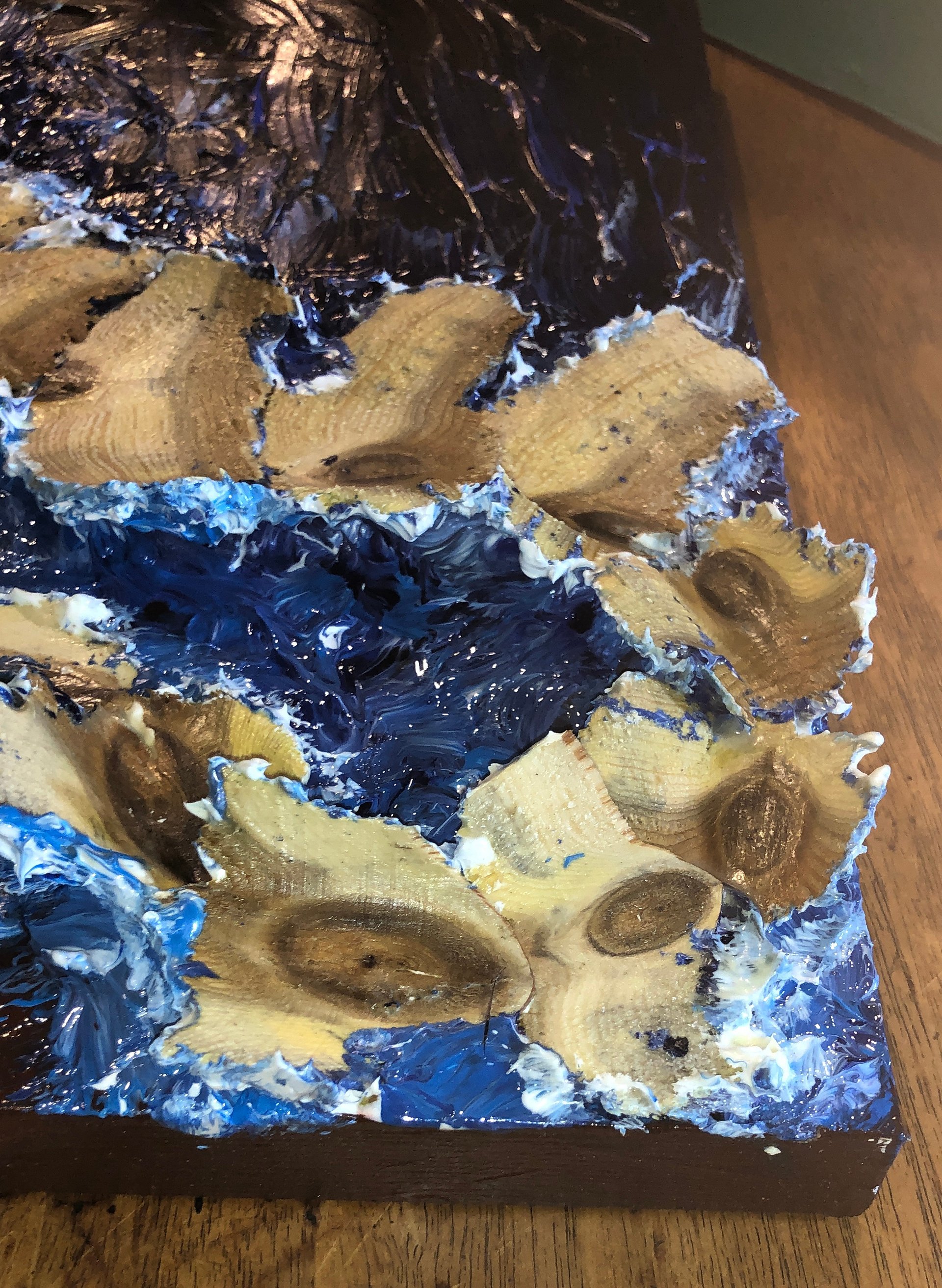 "Sea Serpant's Retreat"-mixed media- Impasto and wood, acrylic on 11"x14" birch canvas product image (3)