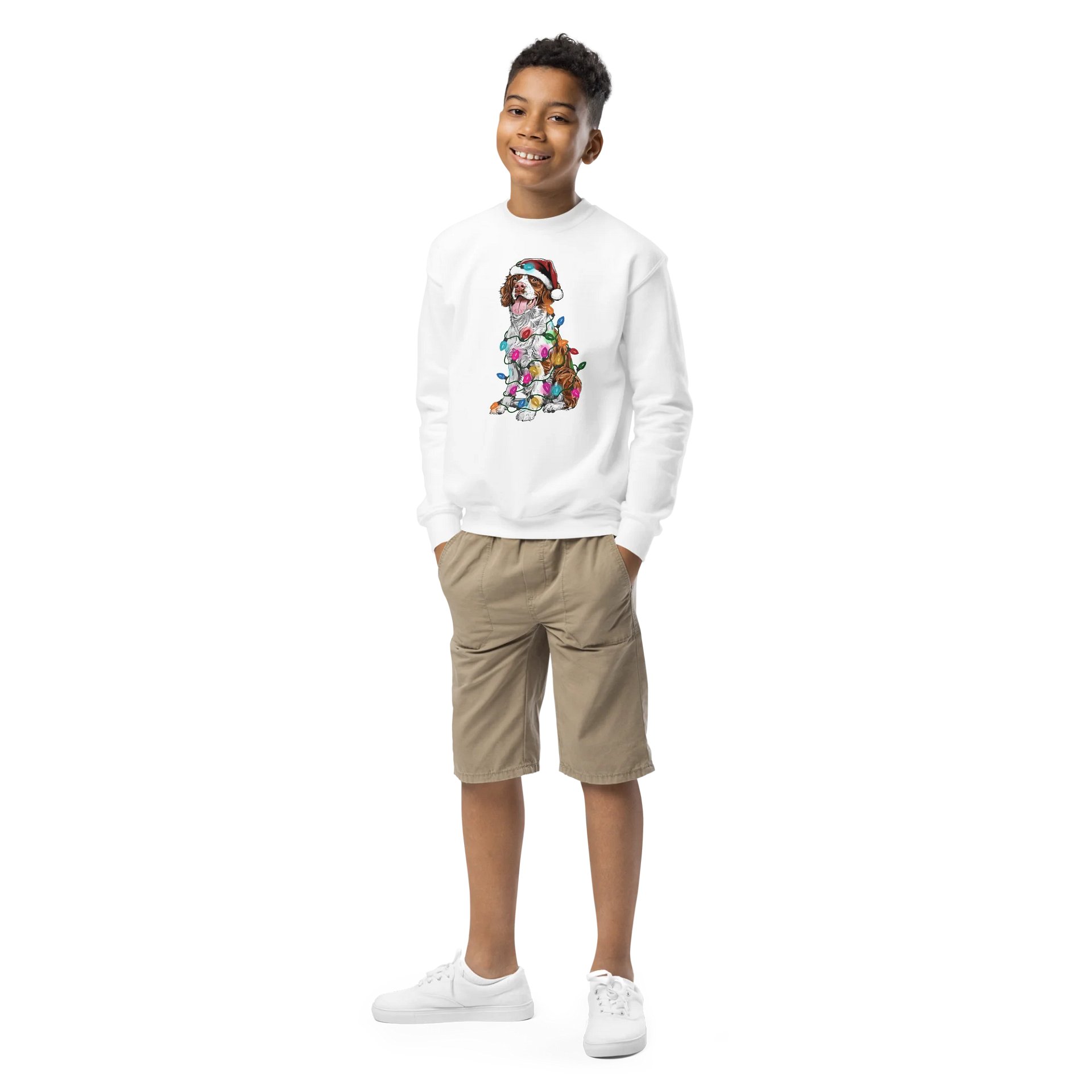 Funny Christmas Brittany Spaniel(Brown) Youth Sweatshirt product image (1)