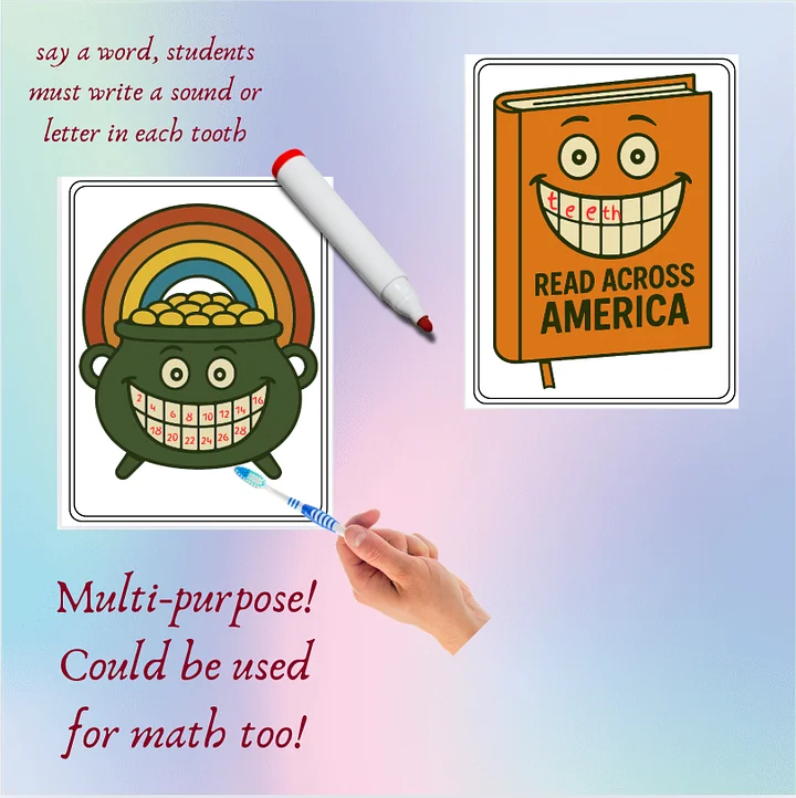 March Phonics & Math Centers – Teeth Elkonin Boxes for Sound Map product image (2)