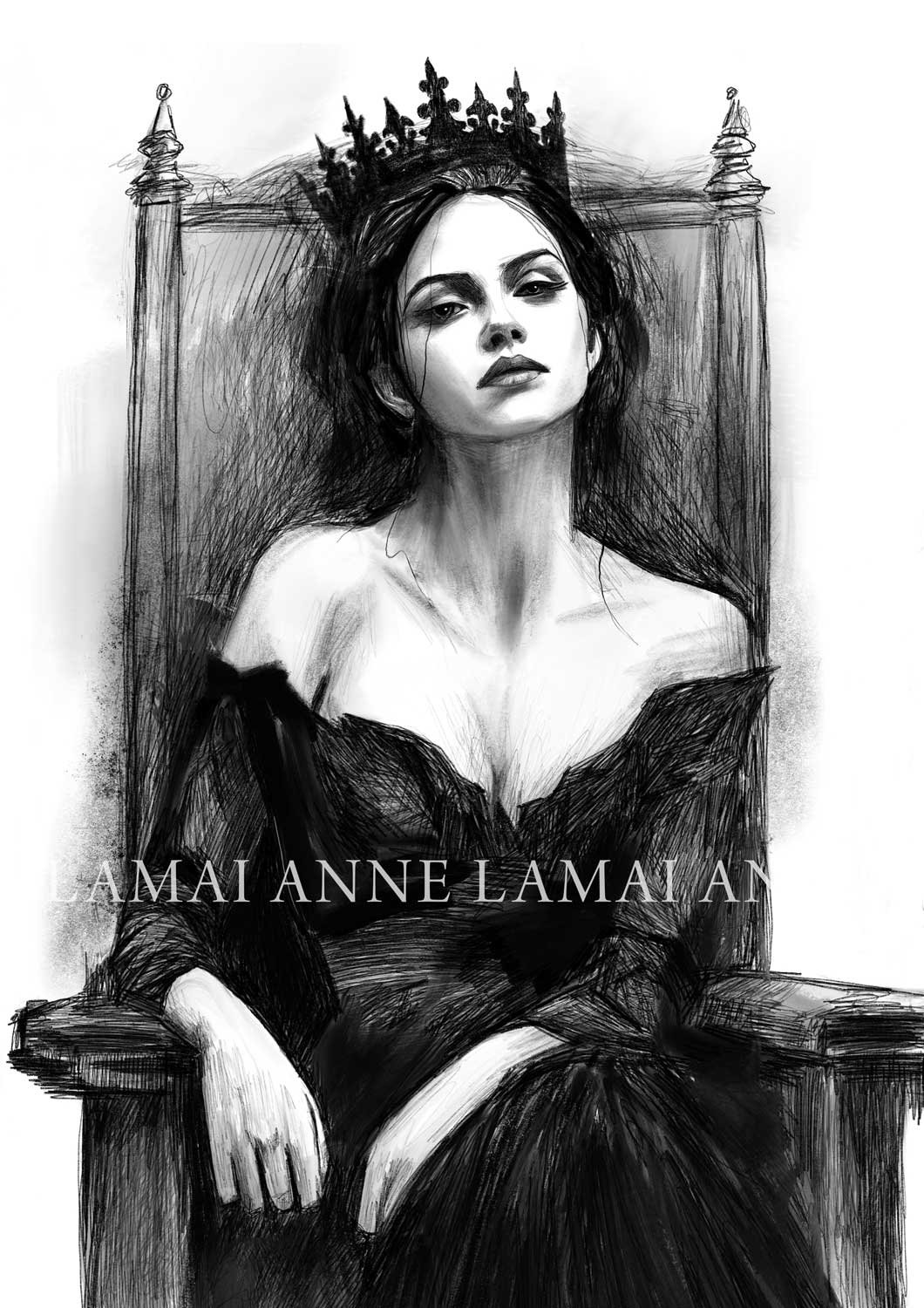 Morwen on her Throne | The Heart of Shadow Art Print product image (1)