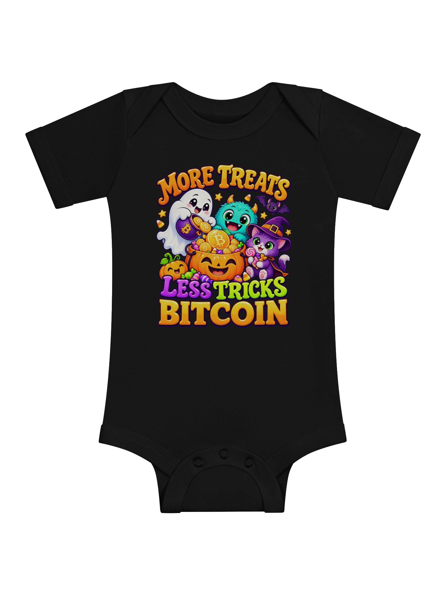 More Treats, Less Tricks — Baby Bitcoin Halloween Bodysuit product image (1)