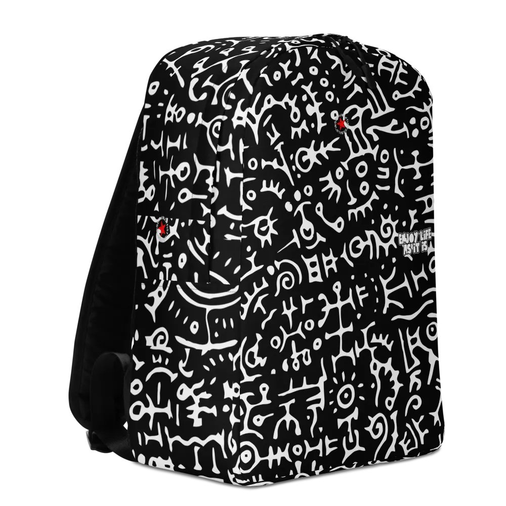 "Signs" Pattern in Black and White, All Over Backpack Design product image (3)