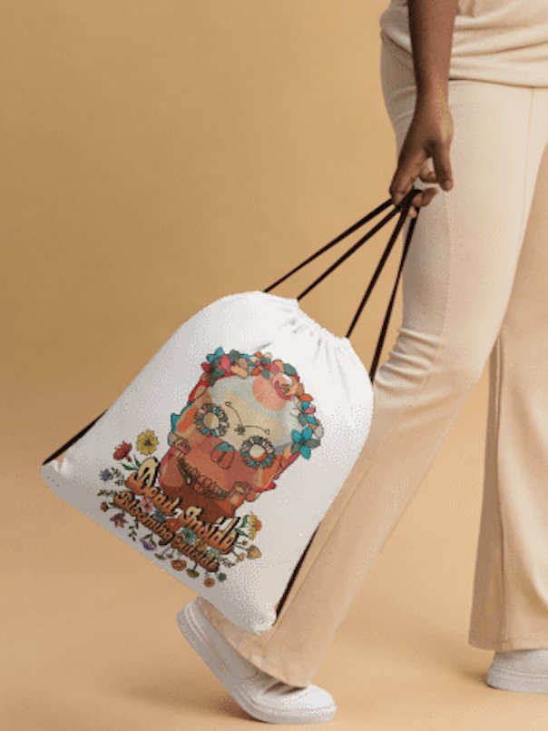 Dead Inside Blooming Outside Drawstring Bag product image (3)