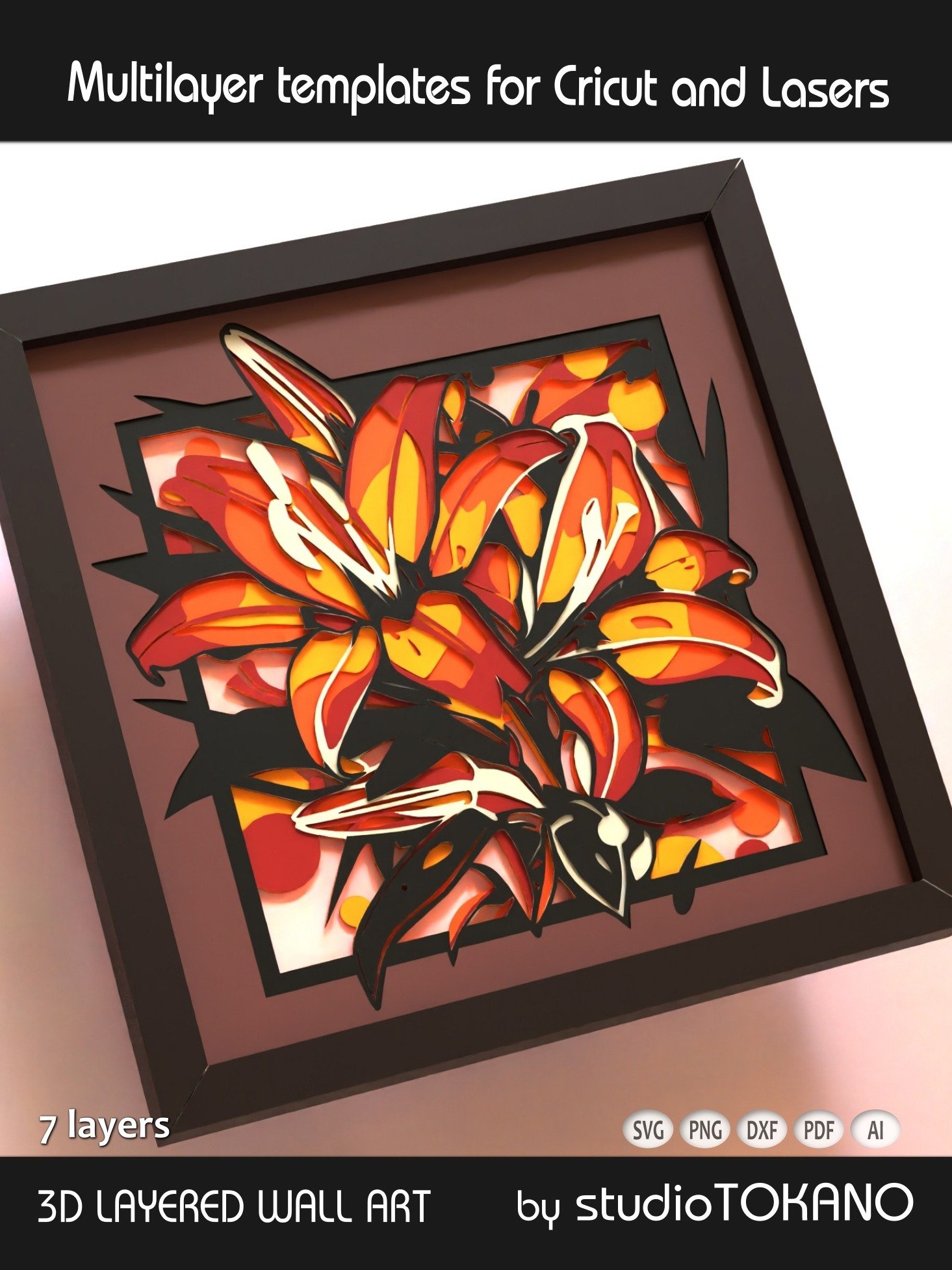 Tiger Lily Shadow box SVG product image (5)