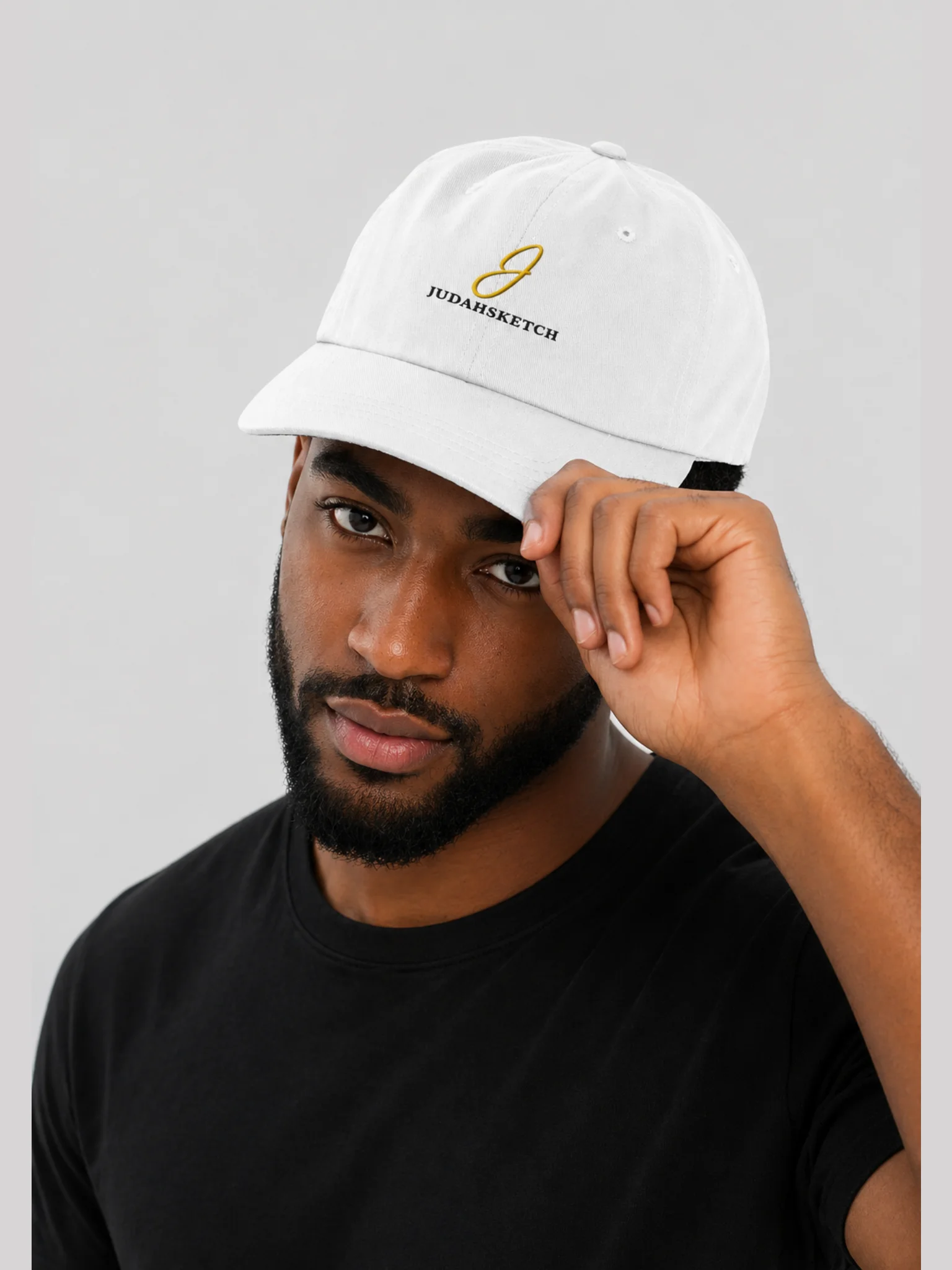 JudahSketch Signature Classic Cap (White & Gold) product image (5)