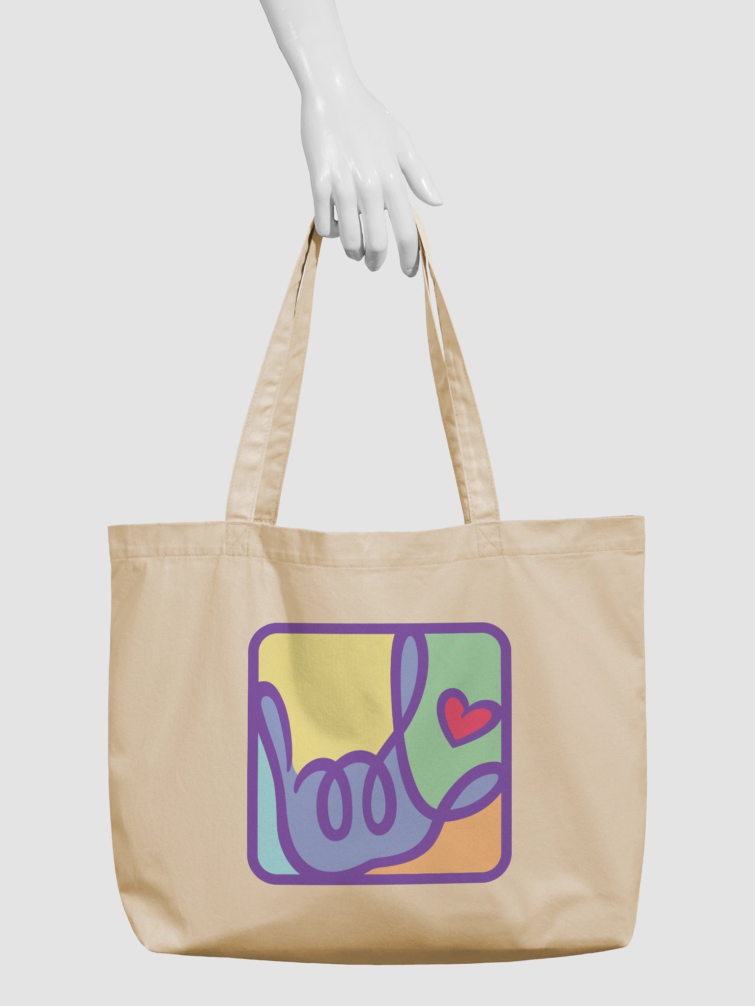 Pastel ILY Heart Accent Tote Bag product image (3)