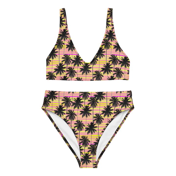 Starry Palms Yellow Pink High-Waisted Bikini product image (1)