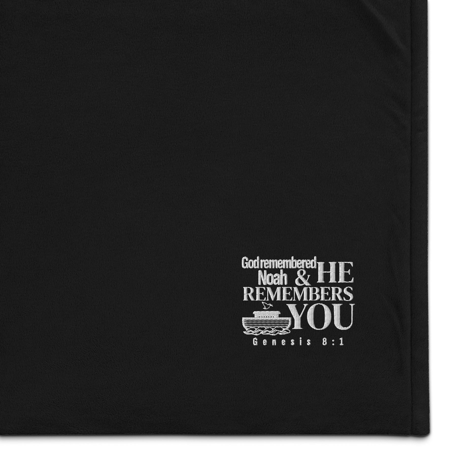He Remembers You Embroidered Sherpa Blanket product image (1)