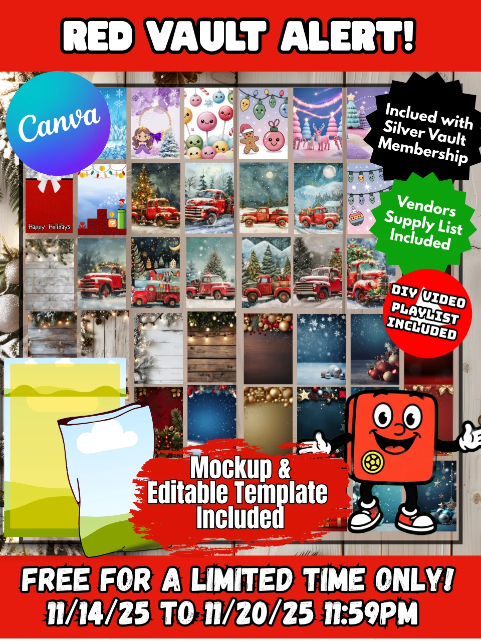 VIP Members - (50) 22 x 34 Inch Sublimation Holiday Santa Sack Templates product image (1)