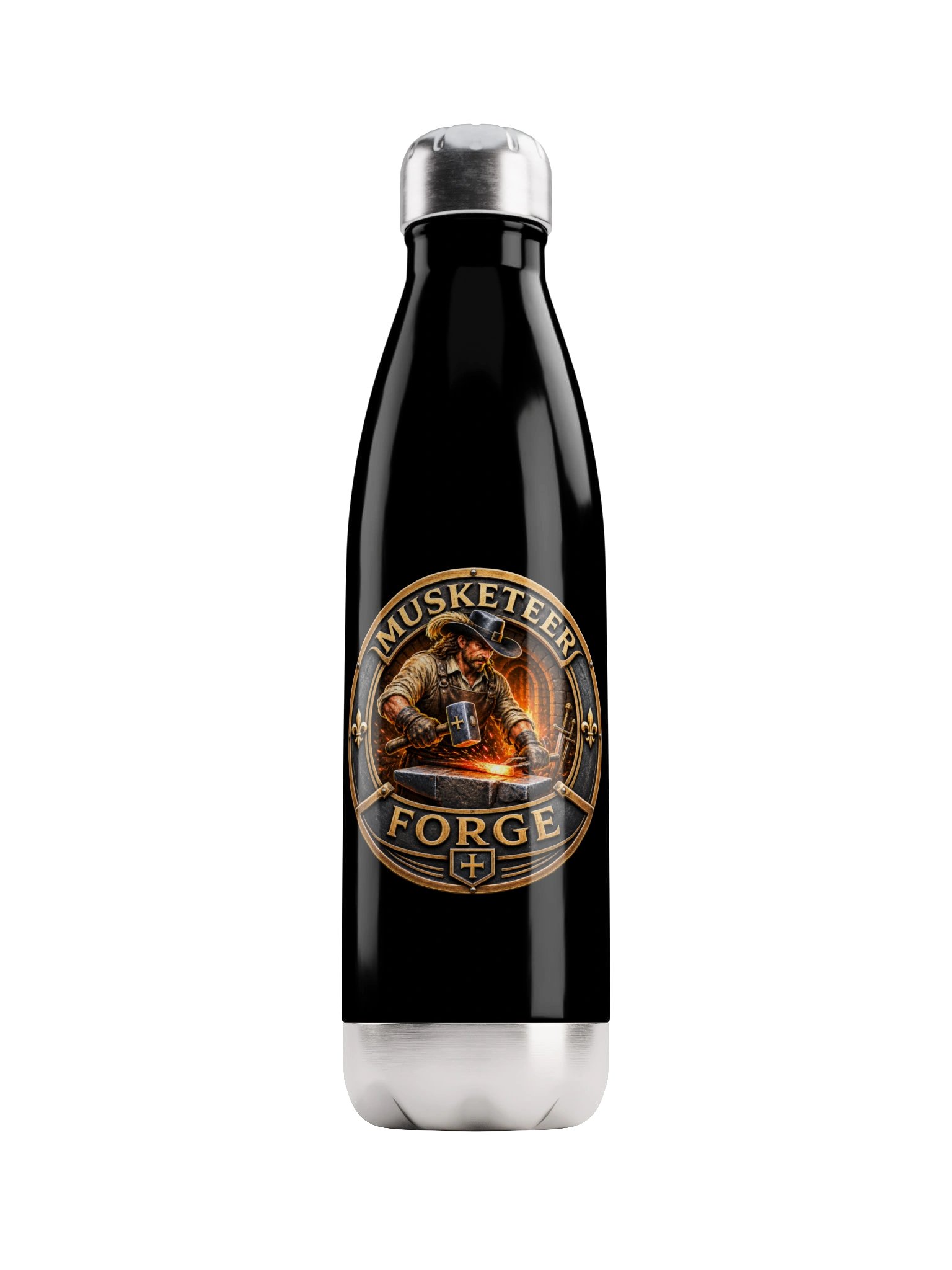 Musketeer Forge — Stainless Steel Water Bottle — Black product image (1)