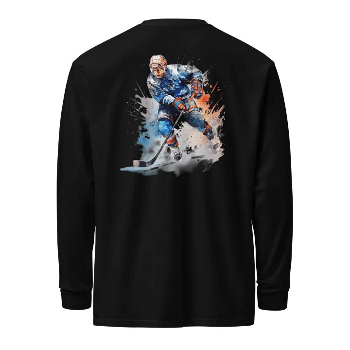 Energetic Hockey Player Illustration Long Sleeve Shirt product image (1)