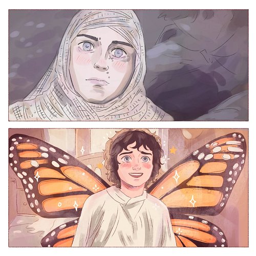 Frodo turns into a butterfly 🦋 🤣😂😅 this one got me! 🤭 
Frodo Baggins looks so cute with wings! 
I have been listening to The ...