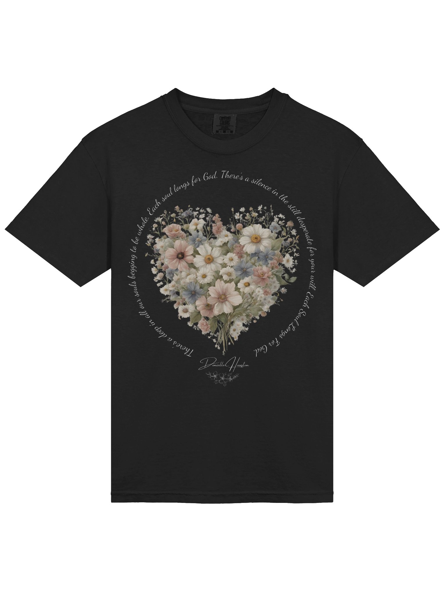 "Each Soul Longs For God" Floral Heart Tee | Black product image (3)