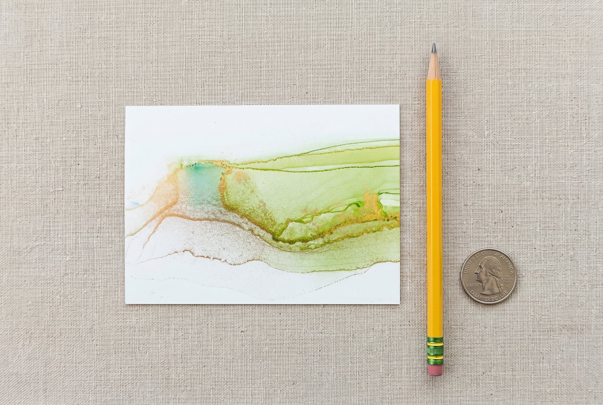 Moss & Mist I | Original ACEO Art Card (2.5" x 3.5") | Miniature Abstract Alcohol Ink Painting | product image (3)