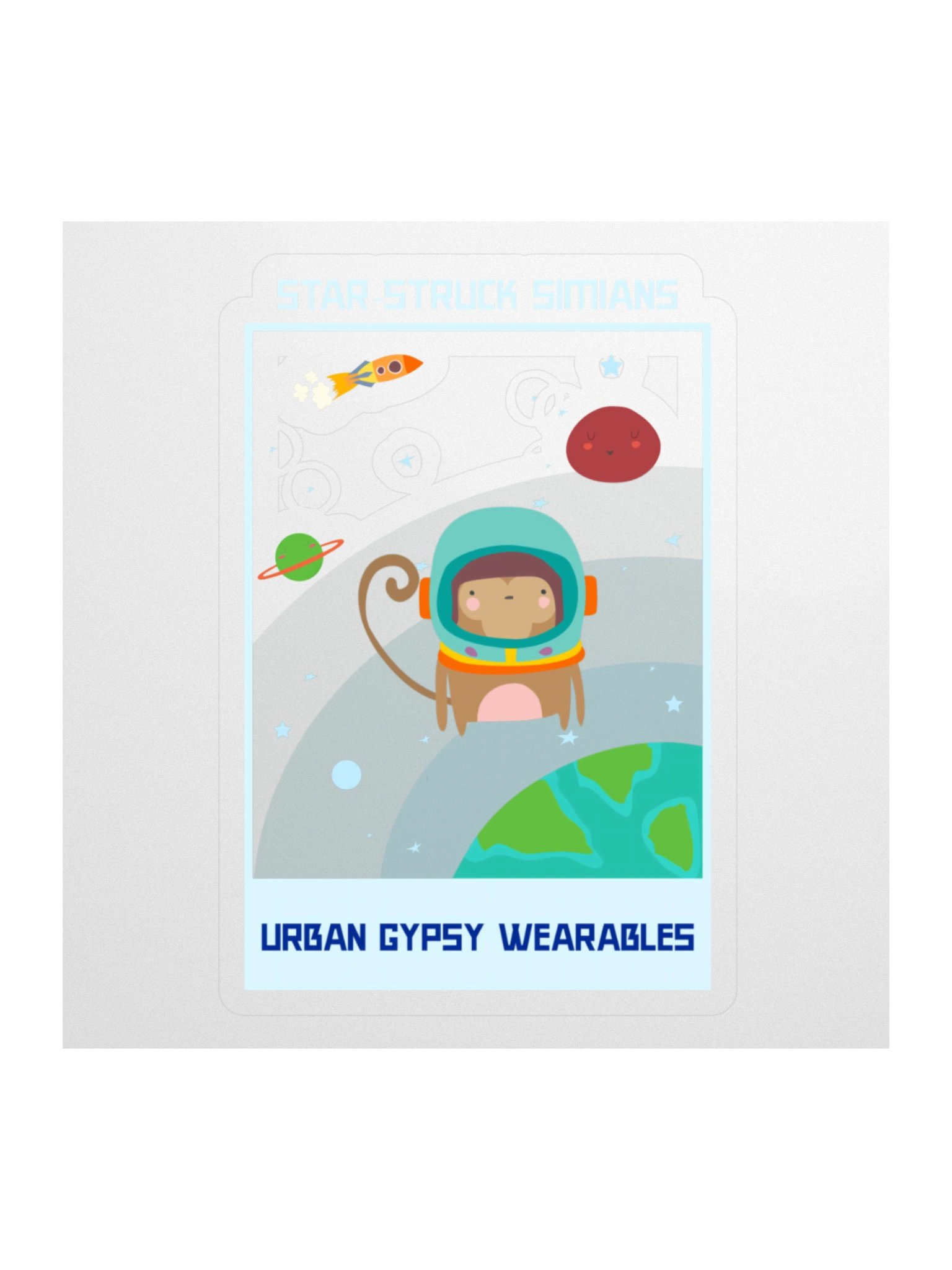 Space Monkey Kiss Cut Sticker product image (1)