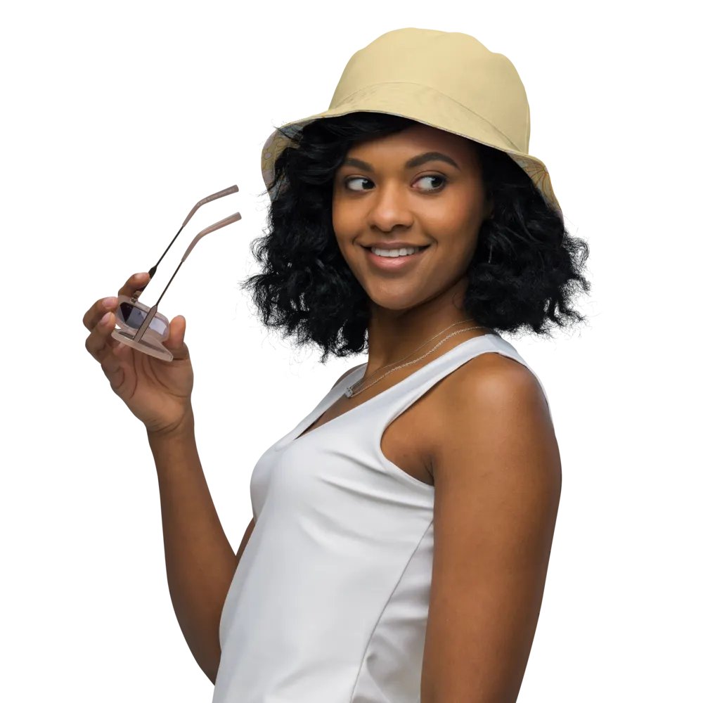 Retro Flowers Cream Reversible Bucket Hat product image (1)
