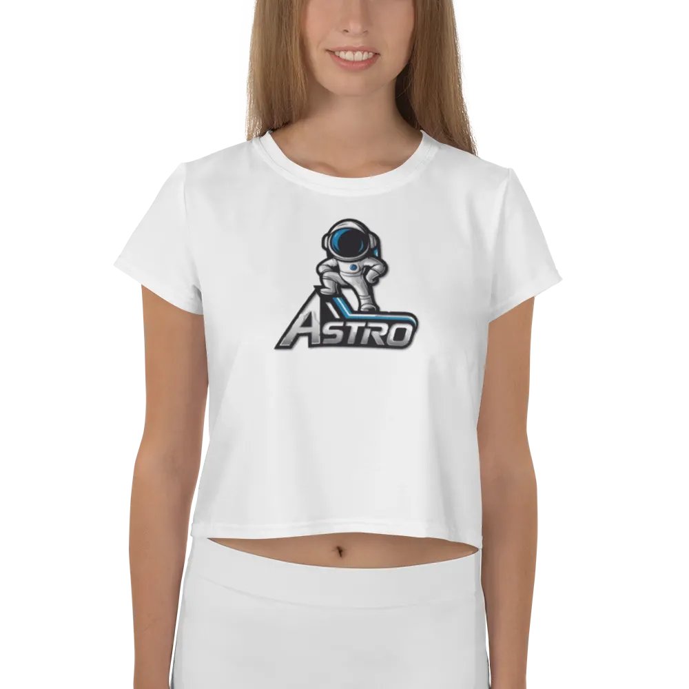 Astro Women's Crop Tee - Trendy Astronaut Graphic in White product image (4)