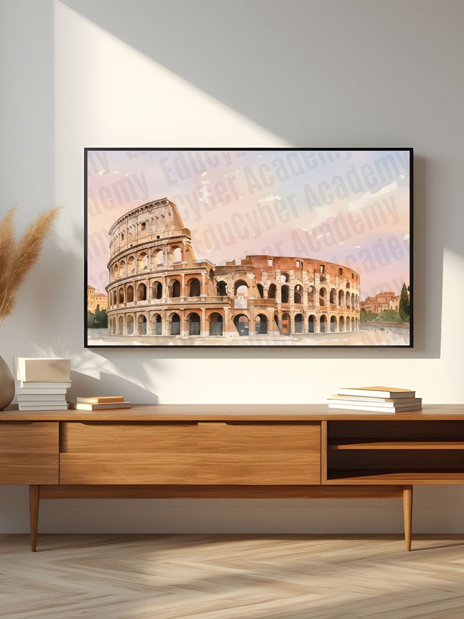 New 7 Wonders of the World Frame TV Art History of the Colosseum in Rome Italy Pastel Watercolor Desktop & Laptop Background Wallpaper Image (300 dpi) product image (10)