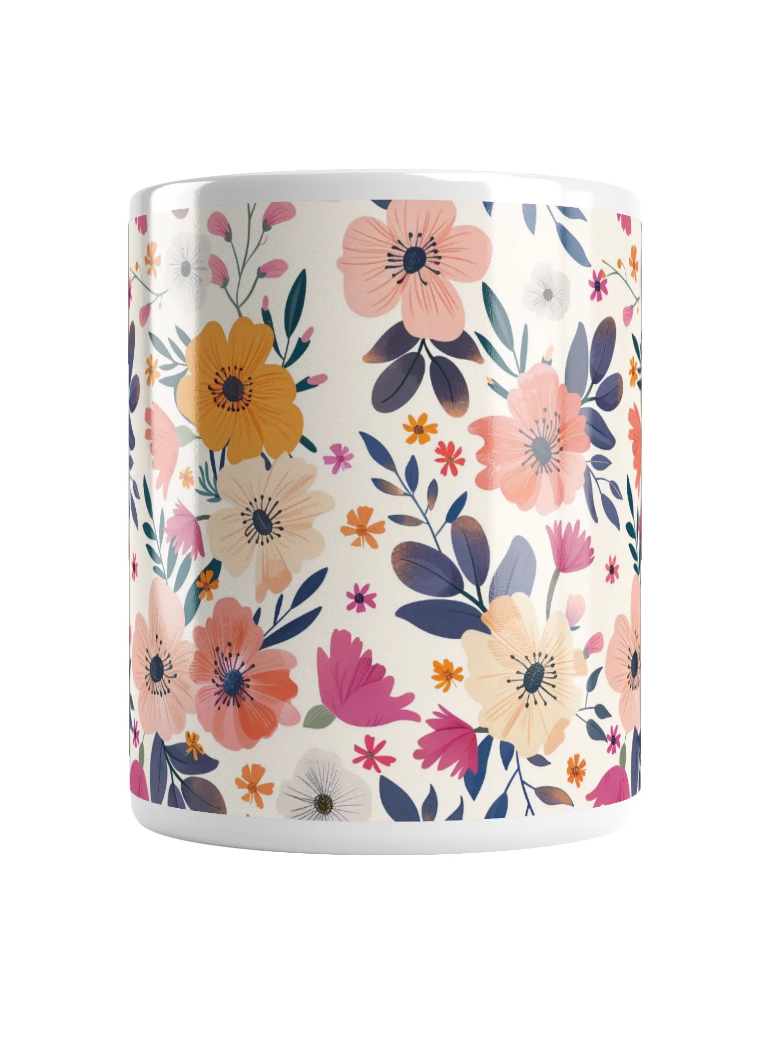 Multicolor Floral White Glossy Ceramic Mug by Treasure Pie product image (3)