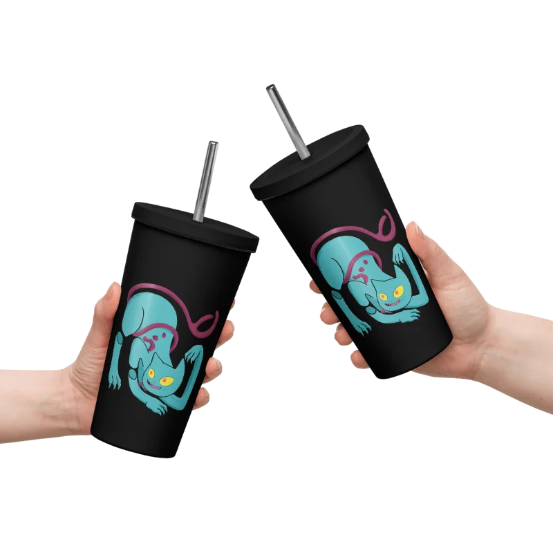 Demon Cat Insulated Tumbler with a Straw - Multicolor product image (5)