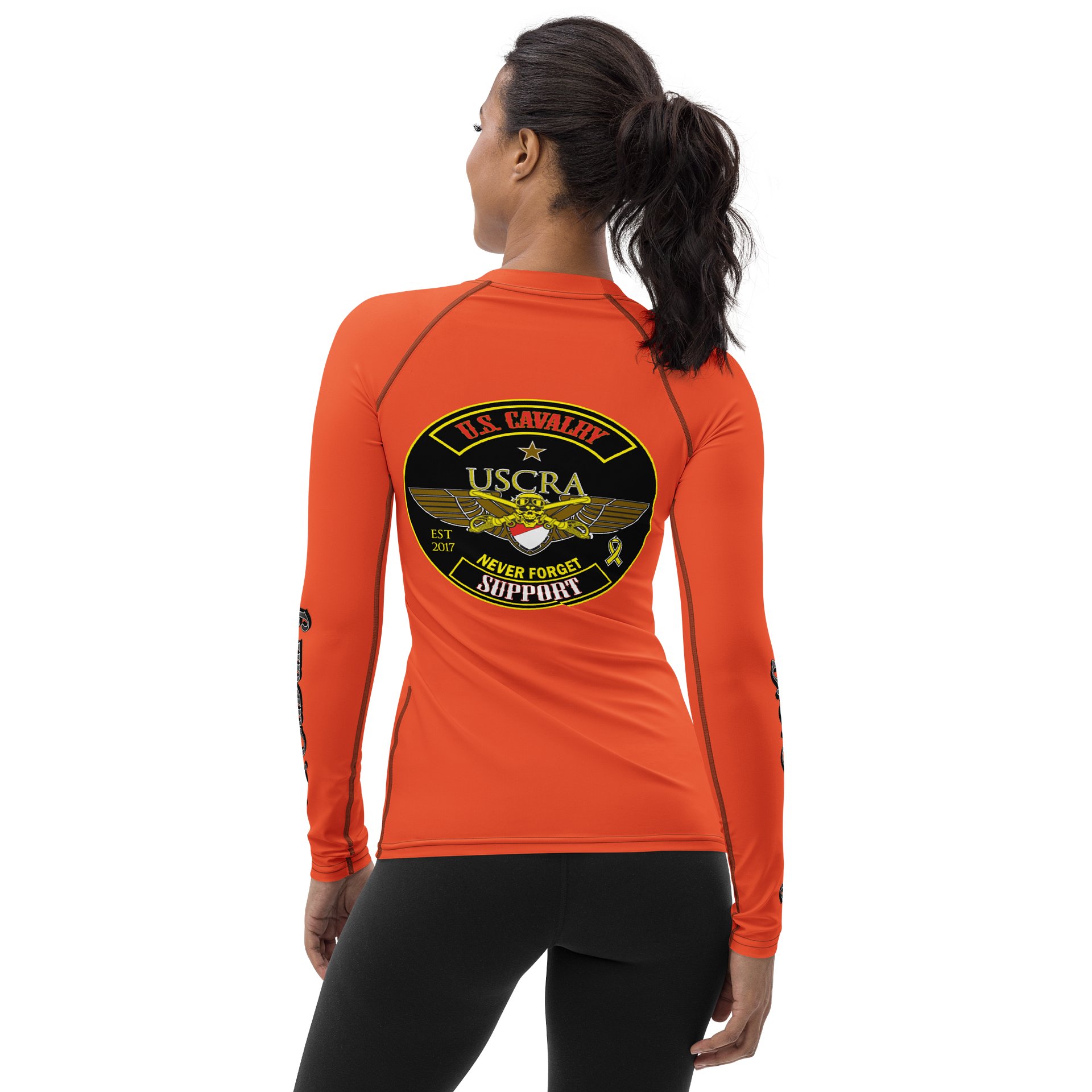 Women's USCRA Long Sleeve SUPPORT "Rash Guard"Tee Safety Orange product image (2)