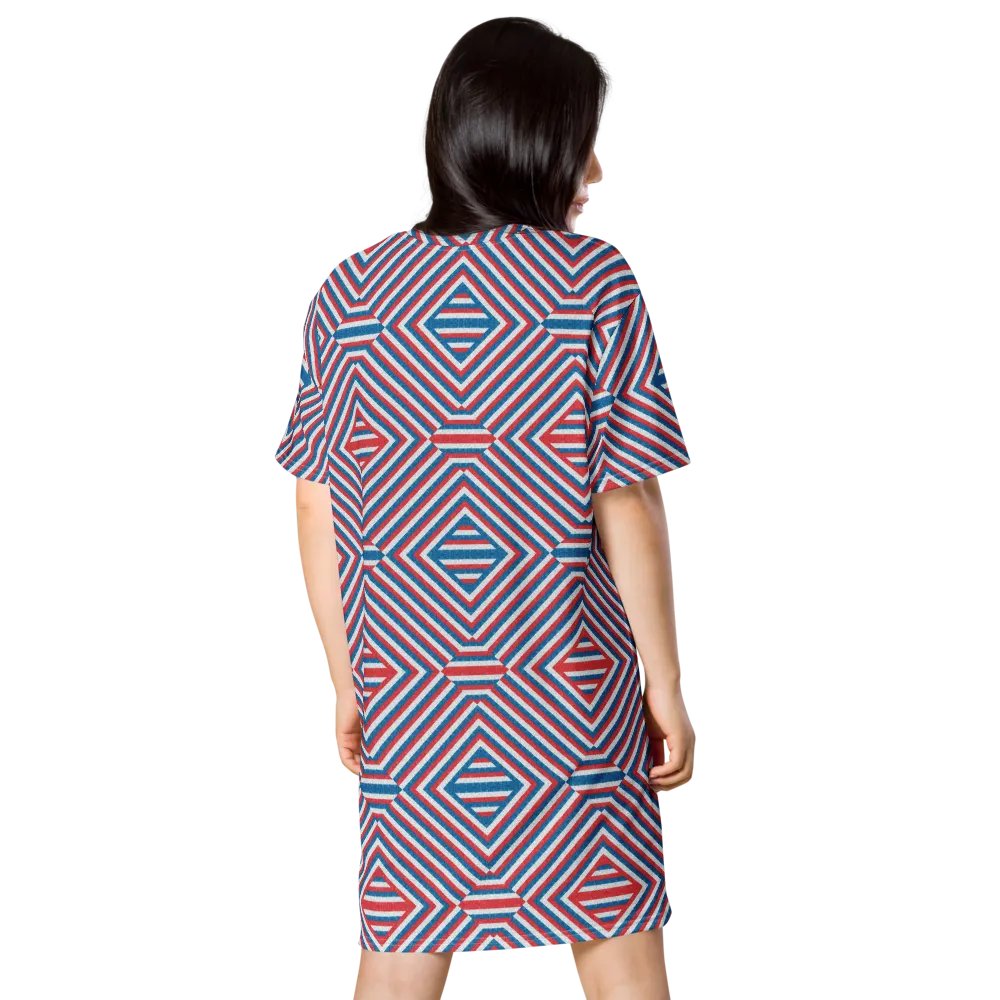 New England Tidal Treasures | T-Shirt Dress | Seashell Print, Oversized & Comfy | Geometric Mod product image (3)